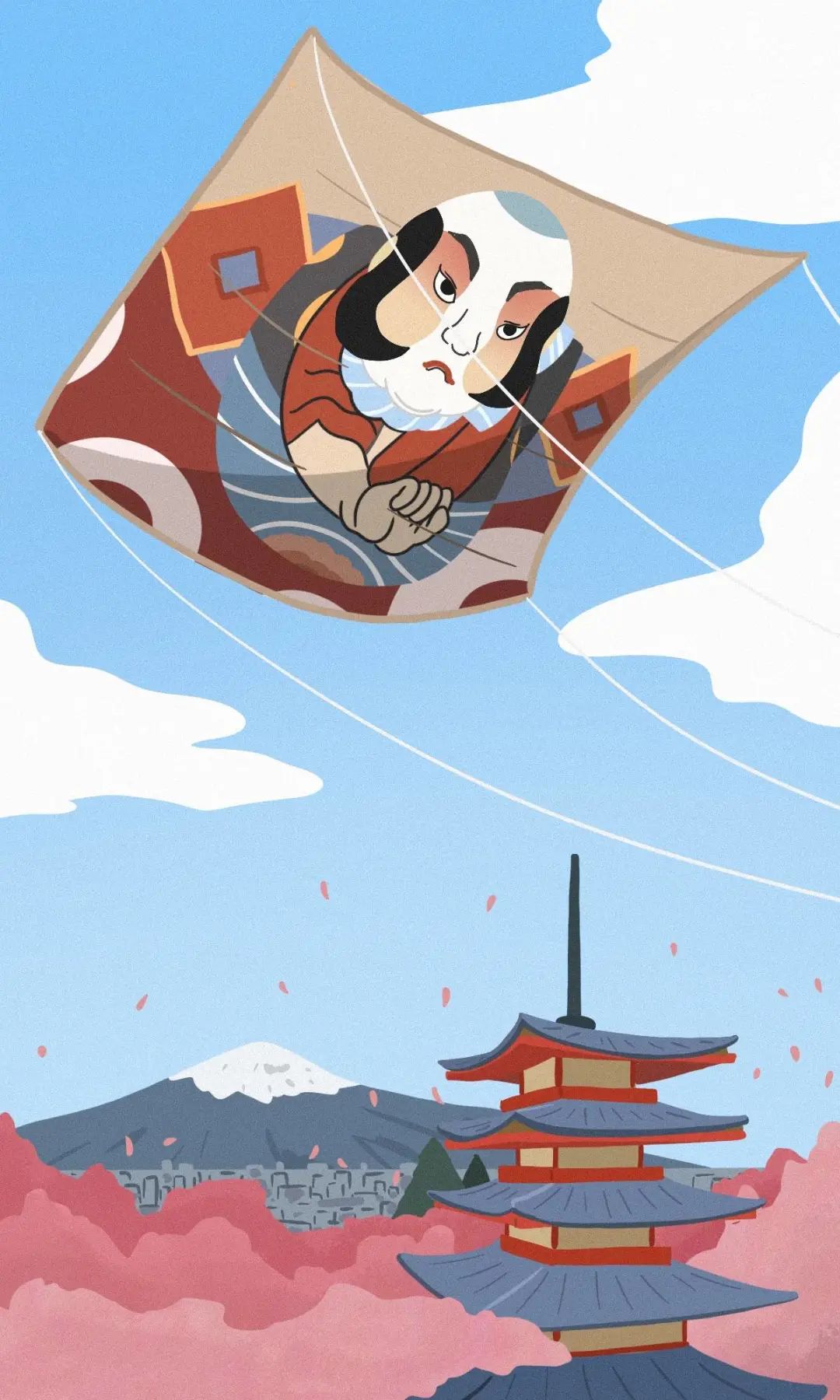 早期的日本风筝多为规整的长方形或半圆形,到了明治时代,形似"屁帘儿"