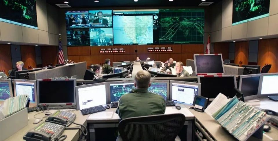 美国北美防空司令部指挥中心资料图.(美国防部官网)