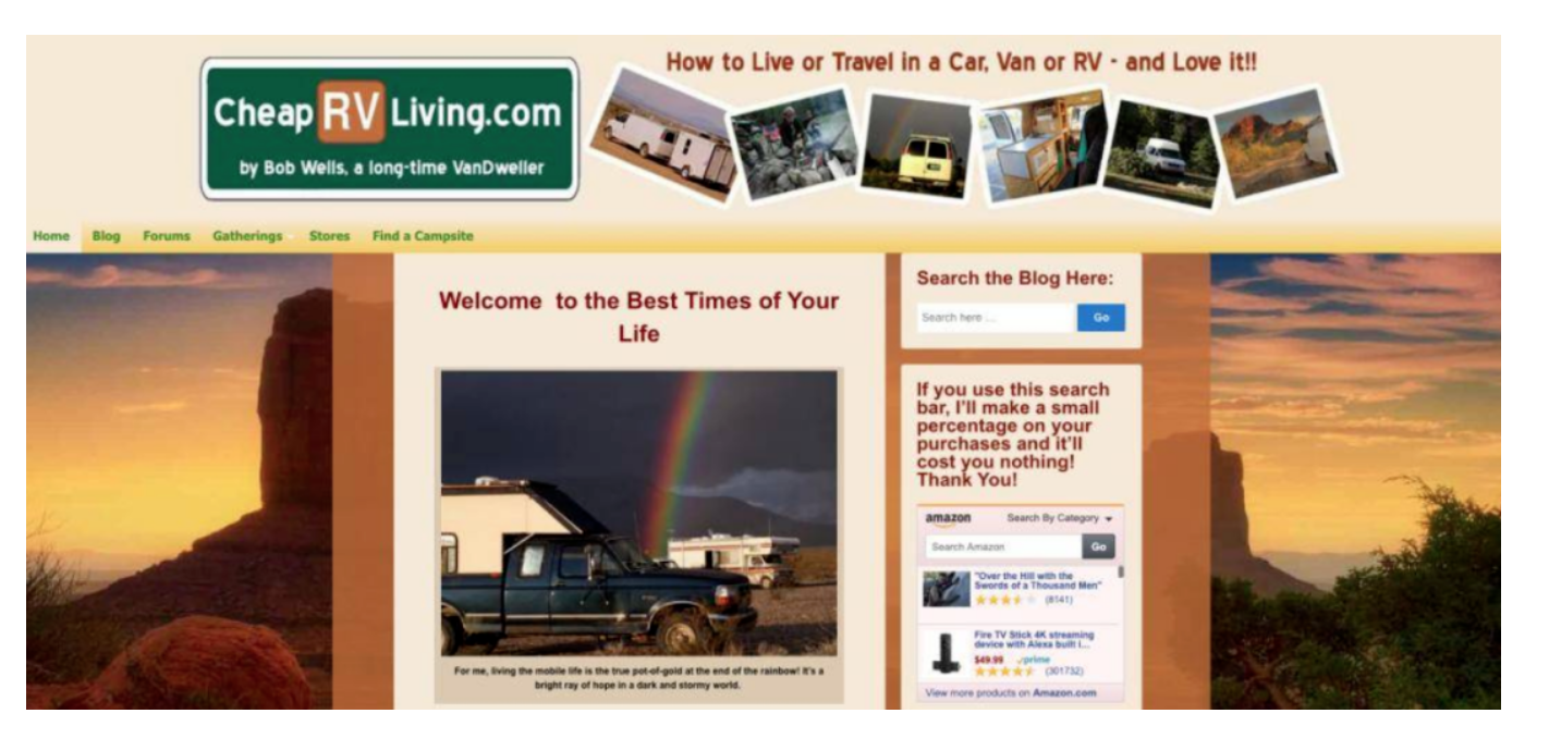 “廉价房车生活”网站截图。