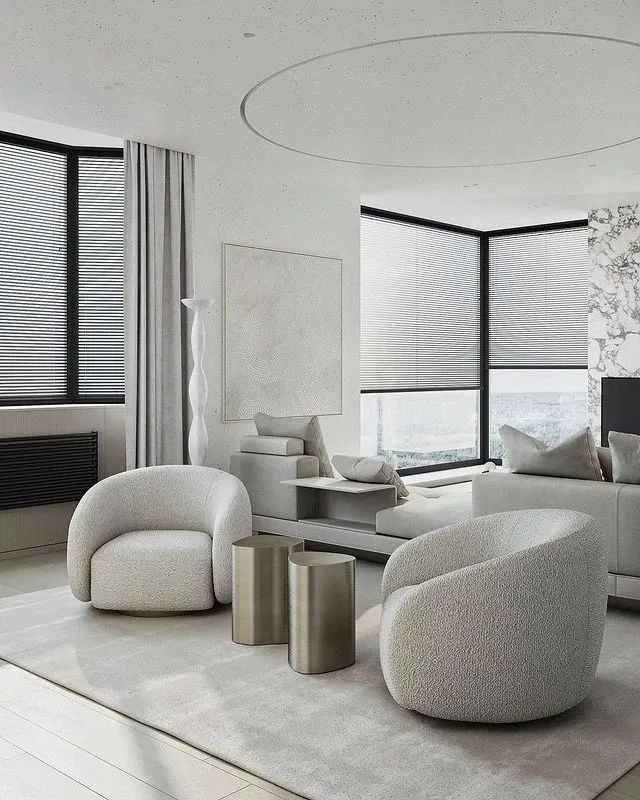 灰白色的简约公寓素雅不失轻奢