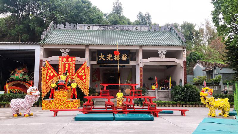 高桩醒狮显雄风,擂台pk好盏鬼!佛山西樵山黄飞鸿狮艺武术馆擂台赛开赛