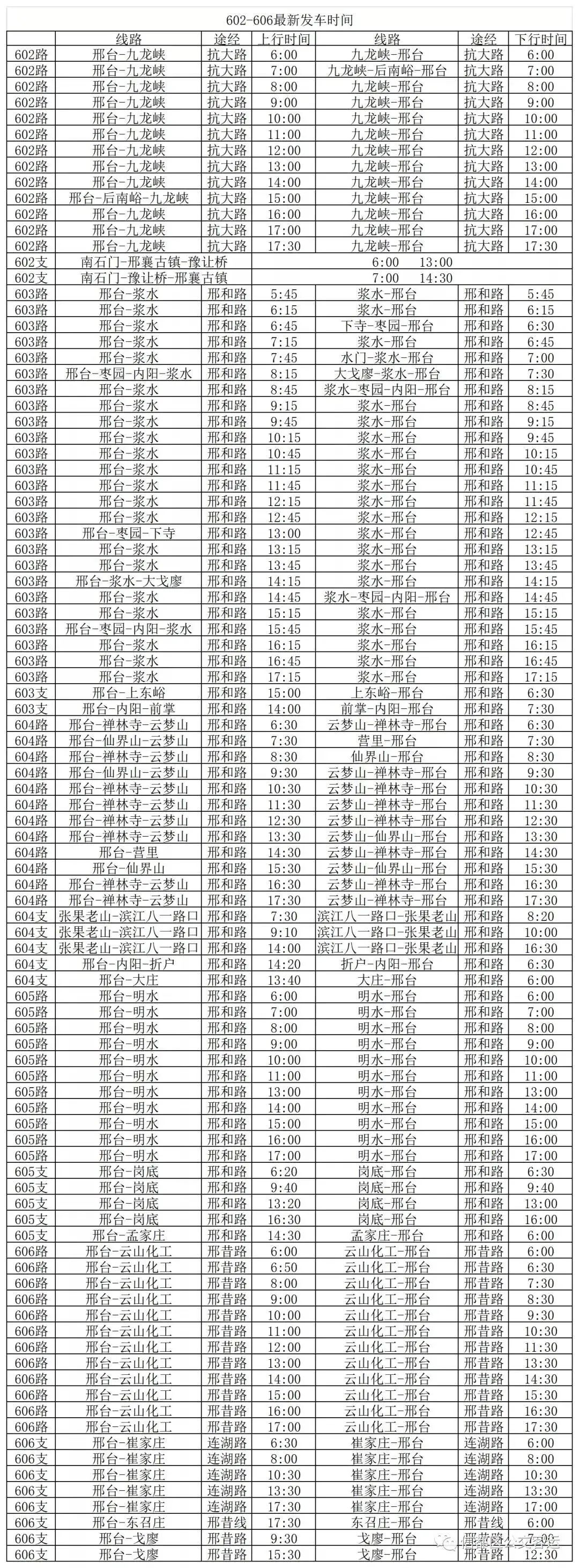 注意邢台这些公交车发车时间有变