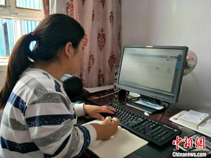 图为杨莉萍在电脑前工作. 杨莉萍供图