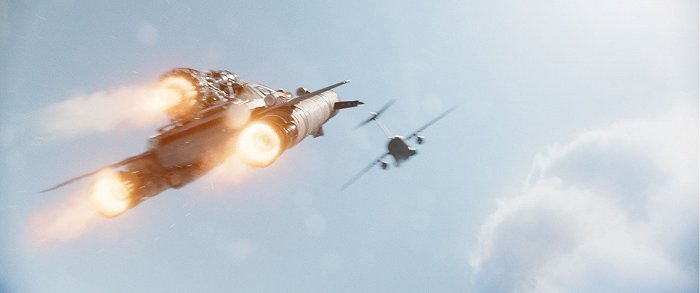 火箭飞车冲天。图片来源：《速度与激情9》剧照