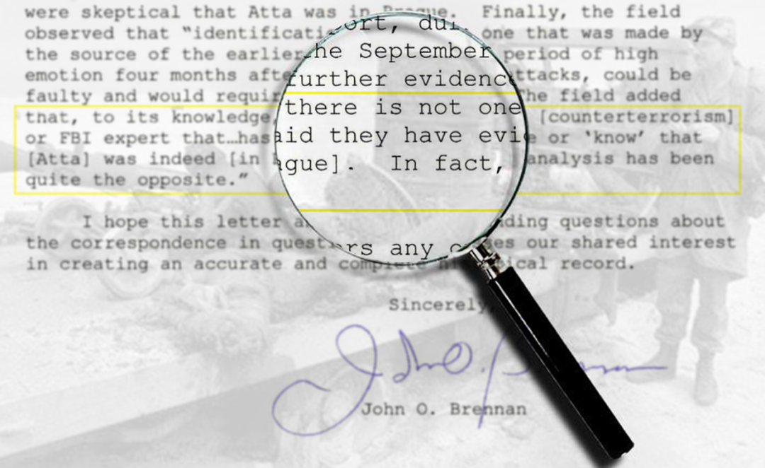 ▲这是中情局局长约翰·布伦南写给总统的信件，信上提到，来自捷克的情报有误