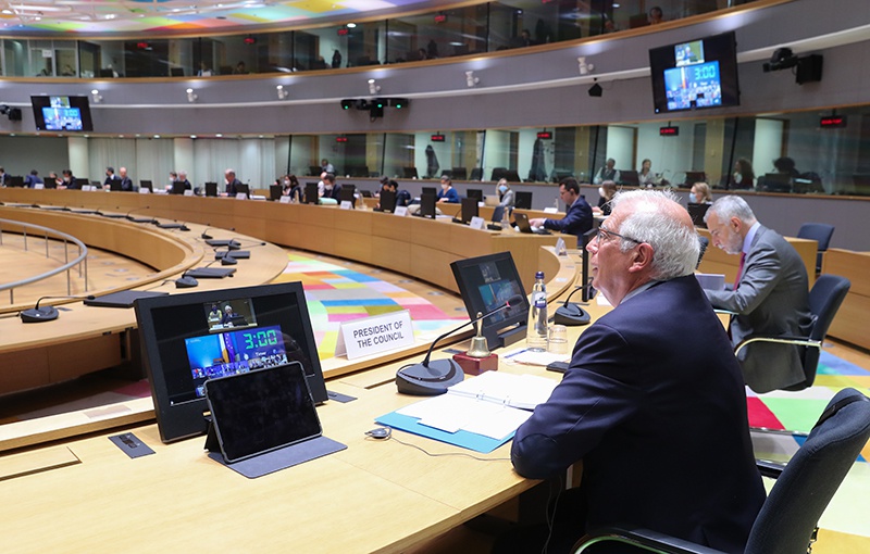 4月19日,欧盟外长理事会会议 图片来源:欧洲理事会网站