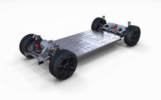 特斯拉cybertruck三电机底盘布局图2021年底实现量产