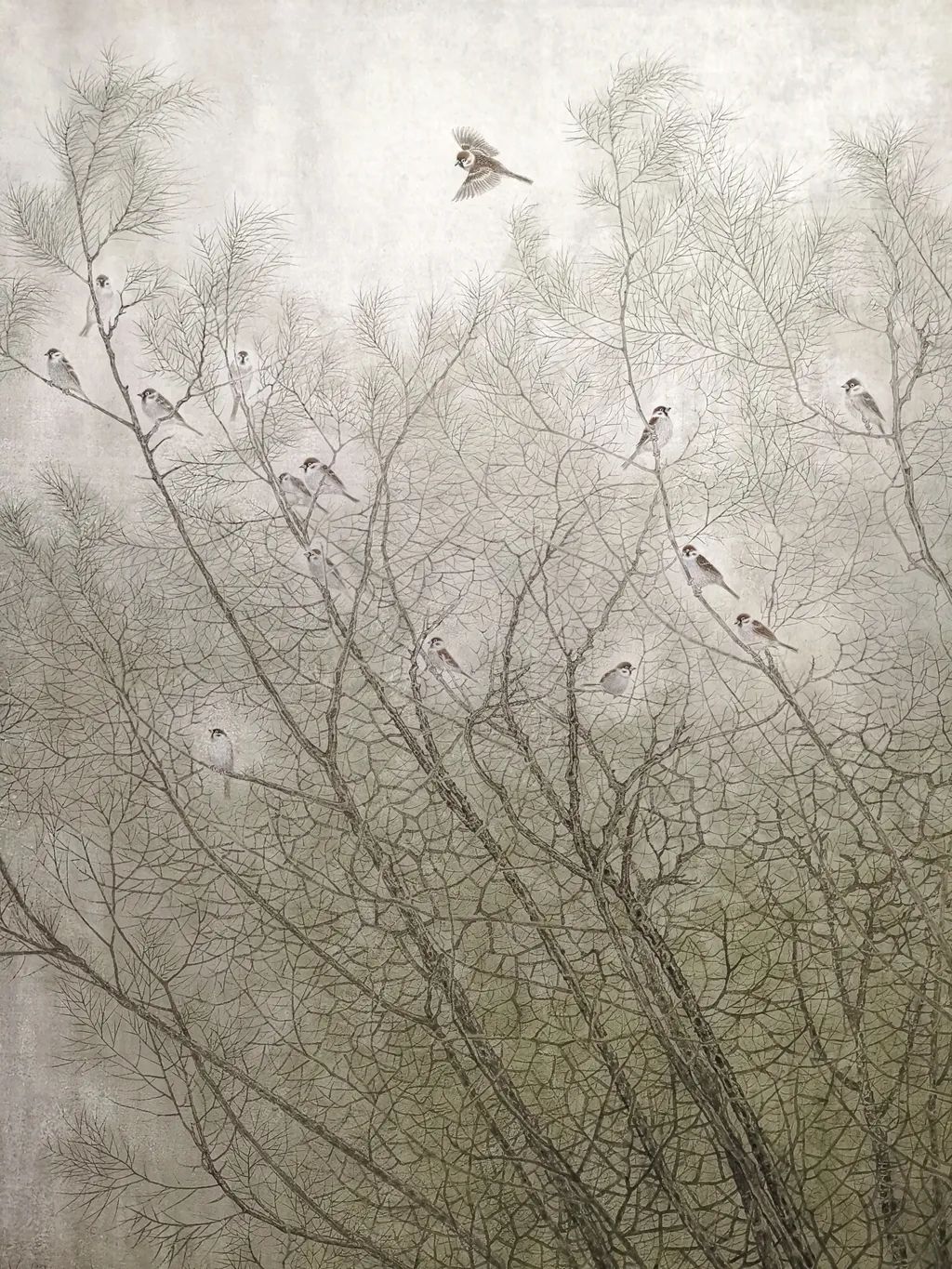 名家点评雪岛是一位很勤奋的画家,人物画与花鸟画各有特色,他创作思维