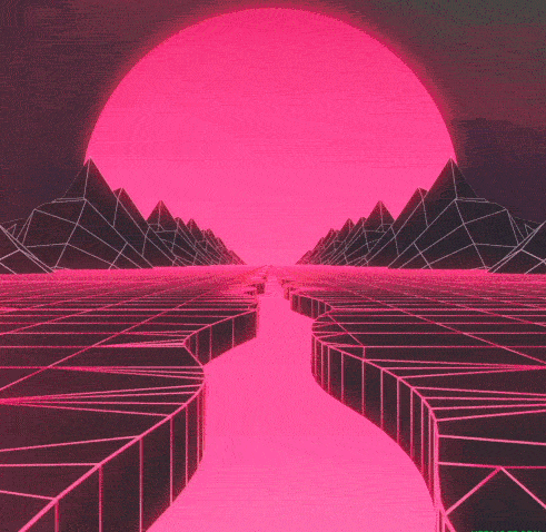 在视觉风格上,高速公路,迈阿密的棕榈树,肌肉跑车,黄昏日落的太阳