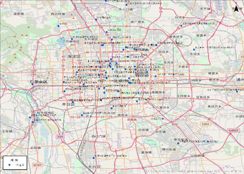 图3 北京市三甲医院空间分布图