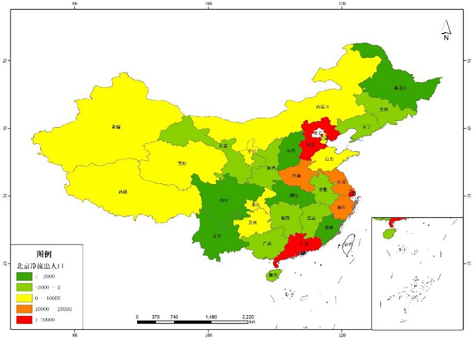 图6 2019年北京市人口流出区域分析