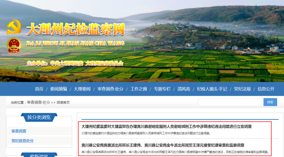 宾川县公安局金牛派出所民警王泽元在办理宾川县谢明案中涉嫌严重违纪