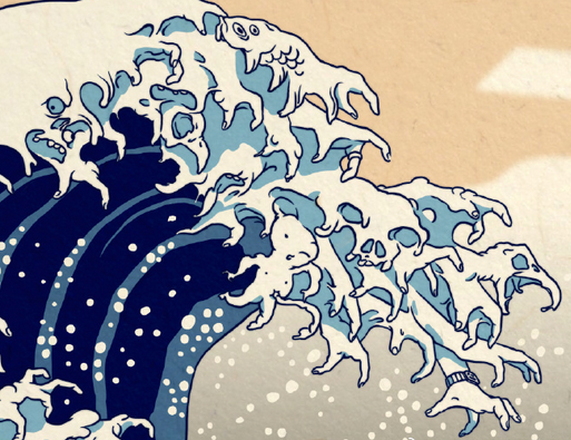 中国插画师画了一幅神奈氚冲浪里赵立坚若原作者还活着