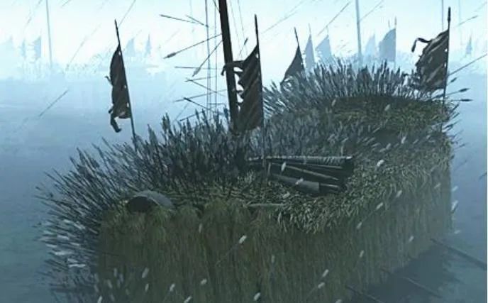 三十名军士,并且每条船上还有一千多个草把子,再用青布幔子把船遮起来