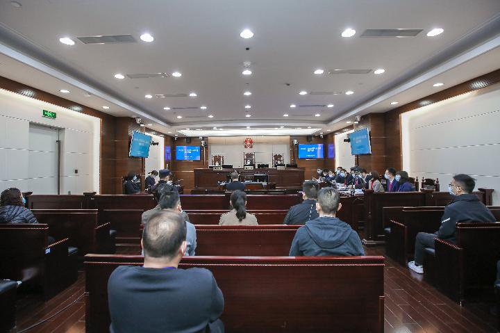 ↑庭审现场（上海市第三中级人民法院 供图）