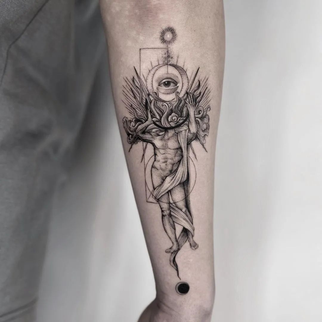 壁纸又酷又有趣的写实线条纹身