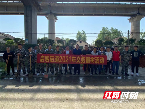 武陵区启明街道开展义务植树活动