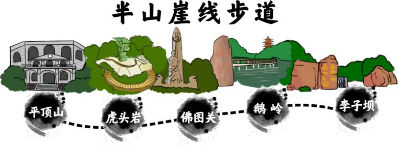 半山崖线步道,全长20多公里,串联平顶山文化公园,虎头岩公园,佛图关