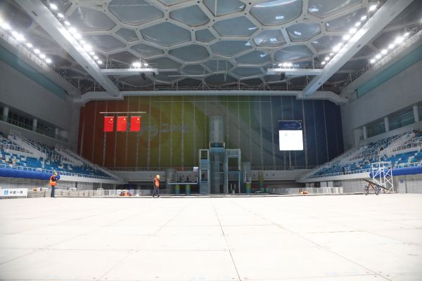这是2020年11月27日拍摄的国家游泳中心“水立方”比赛大厅。新华社