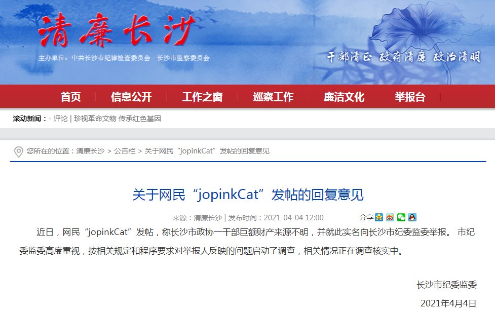 长沙市政协一干部被实名举报巨额财产来源不明，纪委启动调查休闲区蓝鸢梦想 - Www.slyday.coM
