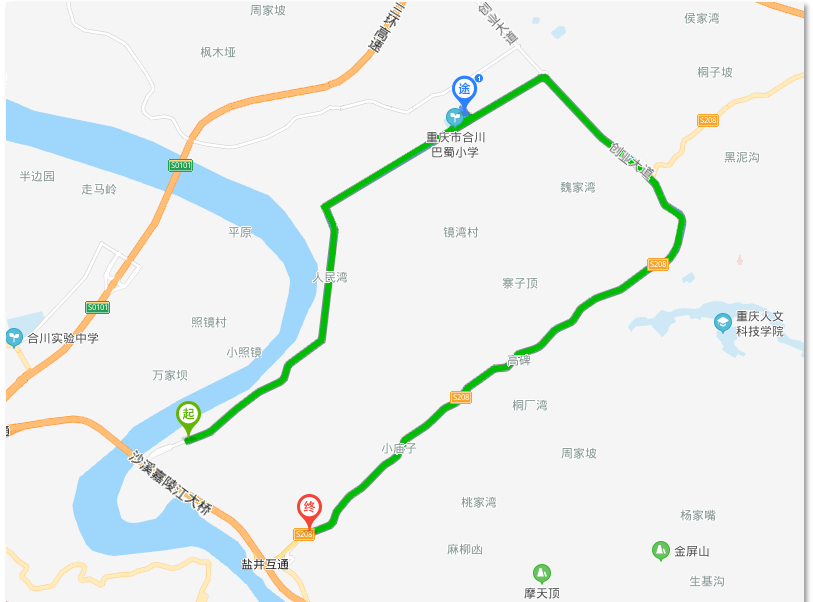 盐井收费站至巨梁沱收费站绕行线路图 高速执法一支队四大队供图