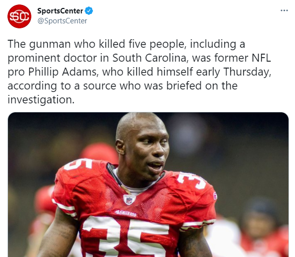 美国前职业橄榄球员枪杀5人后自杀