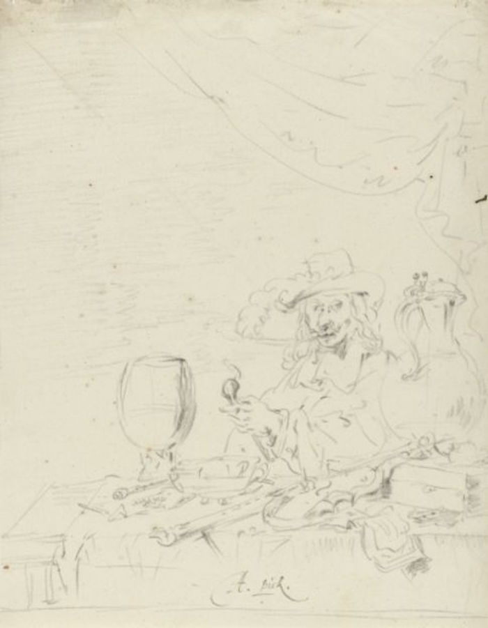 图12:莱昂纳特·布雷默斯,《桌上有烟斗的人》,约1652/53,阿姆斯特丹国家博物馆藏
