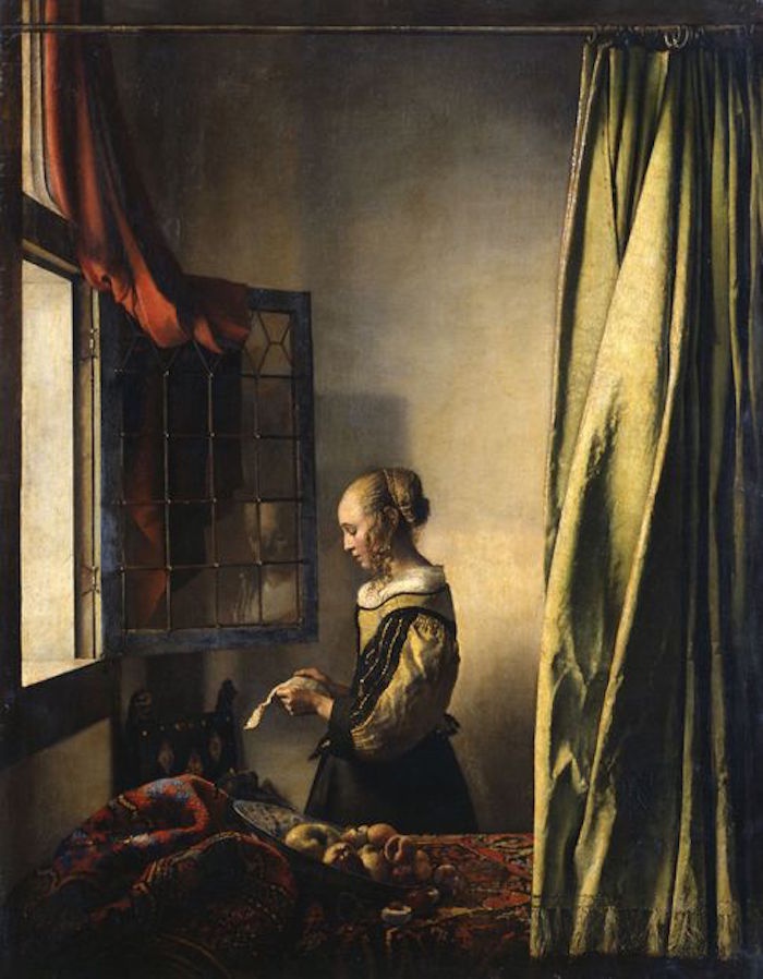 图1:维米尔,《窗边读信的女孩》,约1657–1659,布面油画