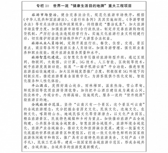 图片来源：云南省十四五规划纲要