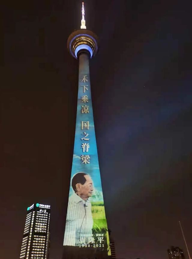 送别国之脊梁！今夜，天塔为袁隆平院士点亮休闲区蓝鸢梦想 - Www.slyday.coM