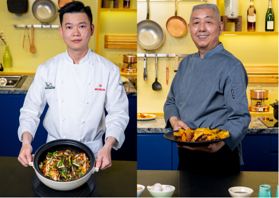 粤菜大厨王春增(左),川菜大厨牛金生(右),合创创意菜