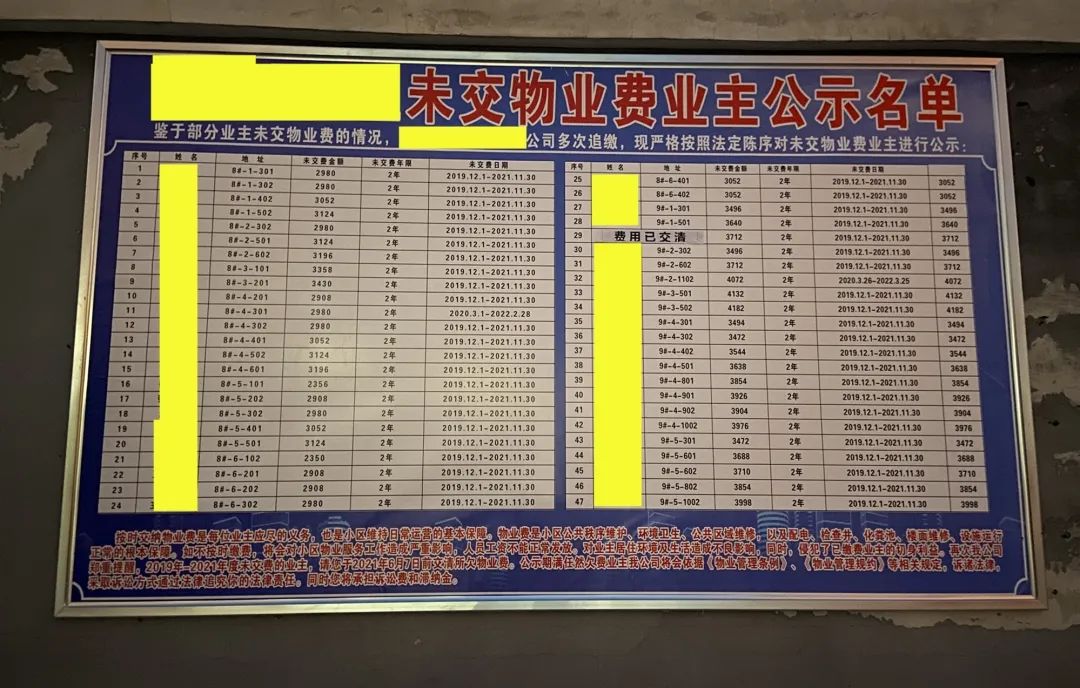 固原某小區業主不交物業費姓名住址竟被物業公司公示