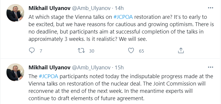 乌里扬诺夫推文内容。/推特截图