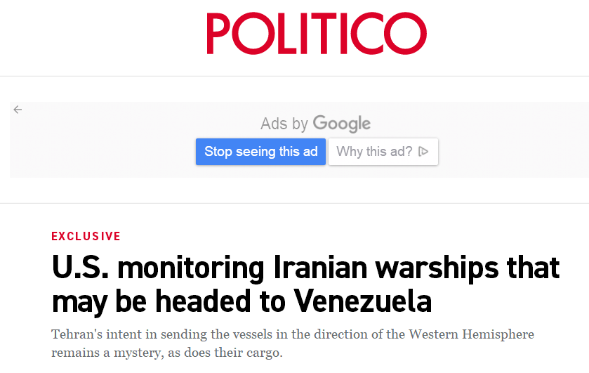 紧张时刻，美方监视两艘伊朗舰艇？！