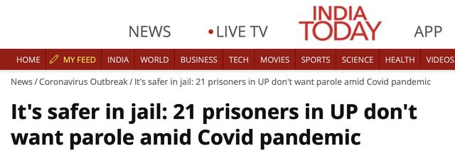 印度21名囚犯拒绝假释：里面“更安全健康”休闲区蓝鸢梦想 - Www.slyday.coM