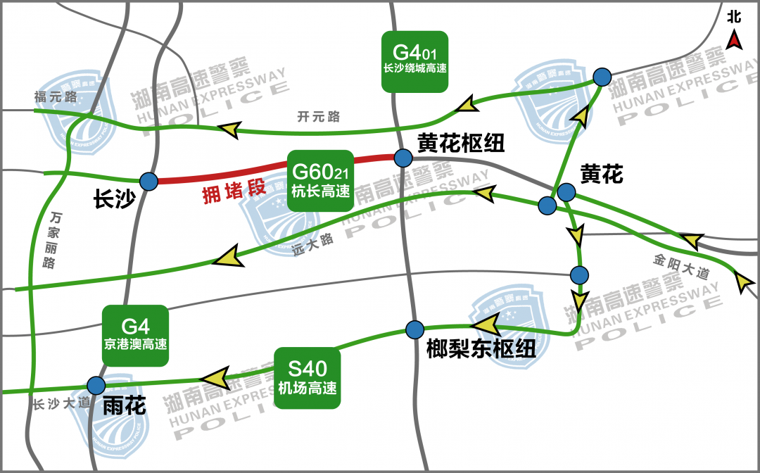 3. 杭长高速→黄花收费站→黄花支线→远大三路→漓湘东路.2.