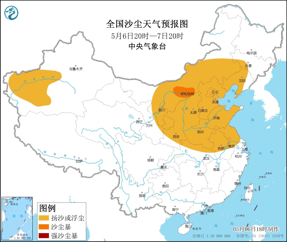 沙尘暴蓝色预警继续：京津冀等13省区市有扬沙或浮尘