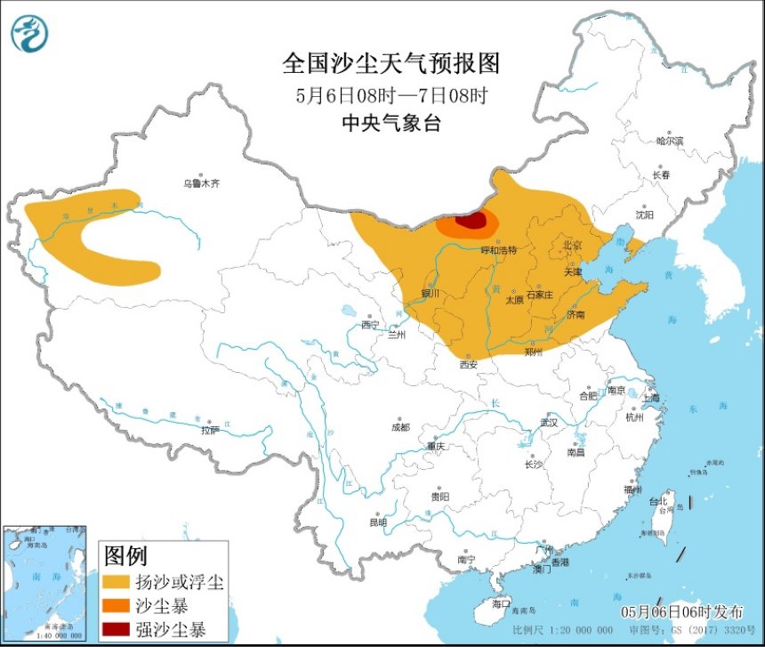 京津冀等11地有扬沙或浮尘天气，内蒙古局地有强沙尘暴