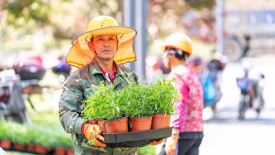 花博园里的劳动者