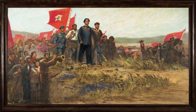 周小愚王孝柏《向井冈山进军》1971布面油画