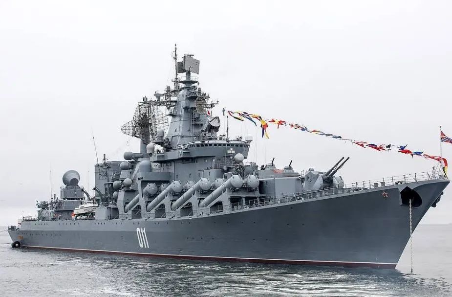 资料图片：俄海军太平洋舰队旗舰“瓦良格”号巡洋舰资料图。（俄国防部官网）