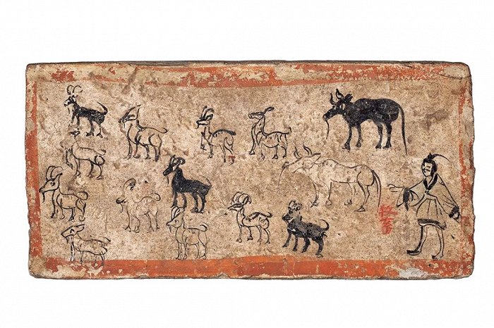 魏晋 牧畜画像砖（复制品），甘肃省博物馆藏。图片来源：国家博物馆