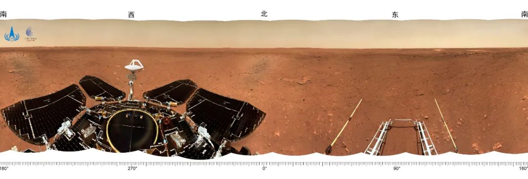 △着陆点全景图，摄影：“祝融号”火星车