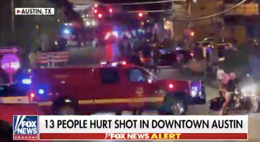 美国得州首府奥斯汀发生枪击事件致13人受伤 图片来源：外媒