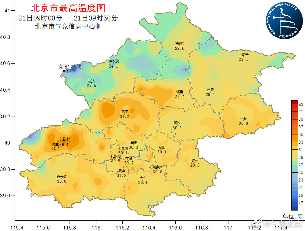 不到十点 北京城区各国家级气象站气温全部升至30 手机新浪网