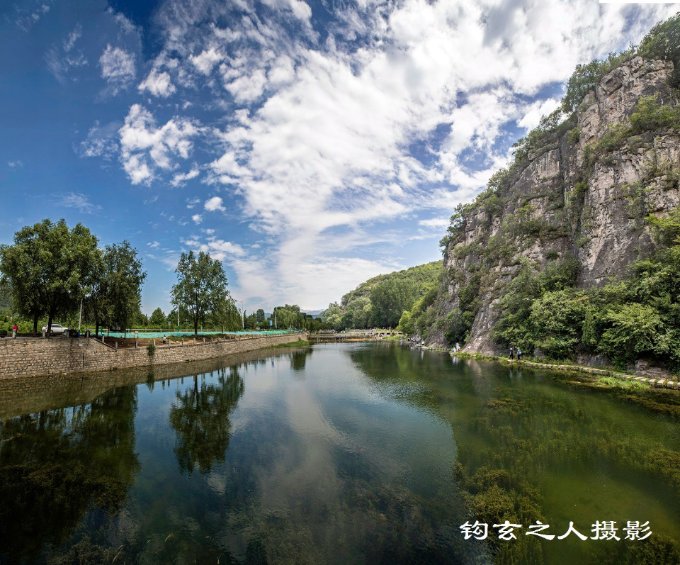大美济南柳埠蓝天蓝白云飘座座青山绿水绕
