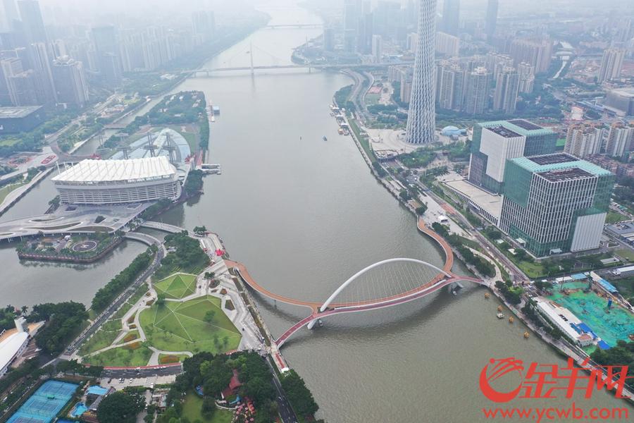 你好海心桥广州首座跨江人行天桥今早开通