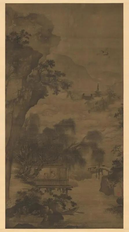 吴伟，《深山观鹤图》，明中期（1459-1508），立轴，绢本水墨