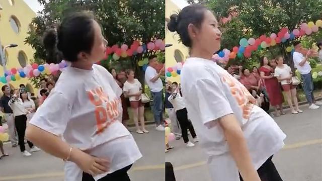 “最美孕妇幼师”挺大肚子教孩子跳舞 网友：最好的胎教