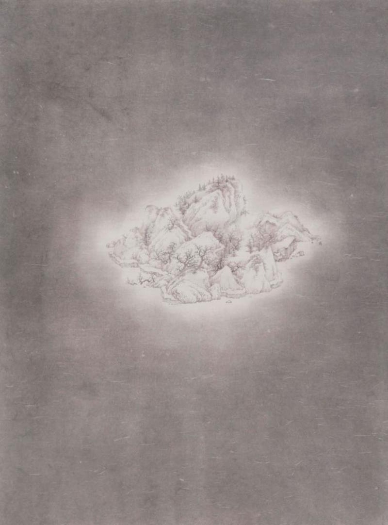 邵仄炯，《隔离之境——无人岛2》，纸本水墨，2020年